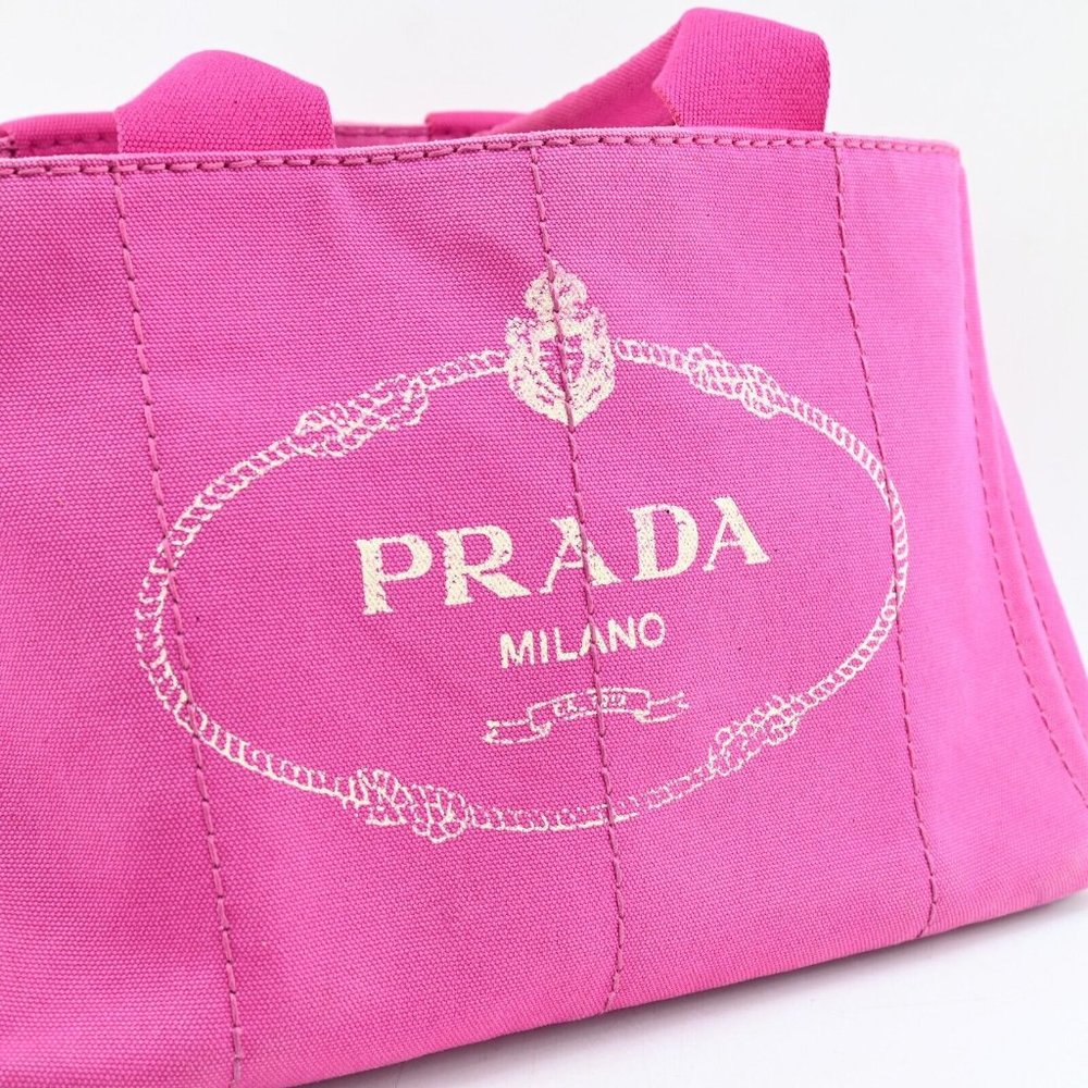 Auth Prada Canapa Hand Bag Pink Canvas #36583P34B - Picture 4 of 12